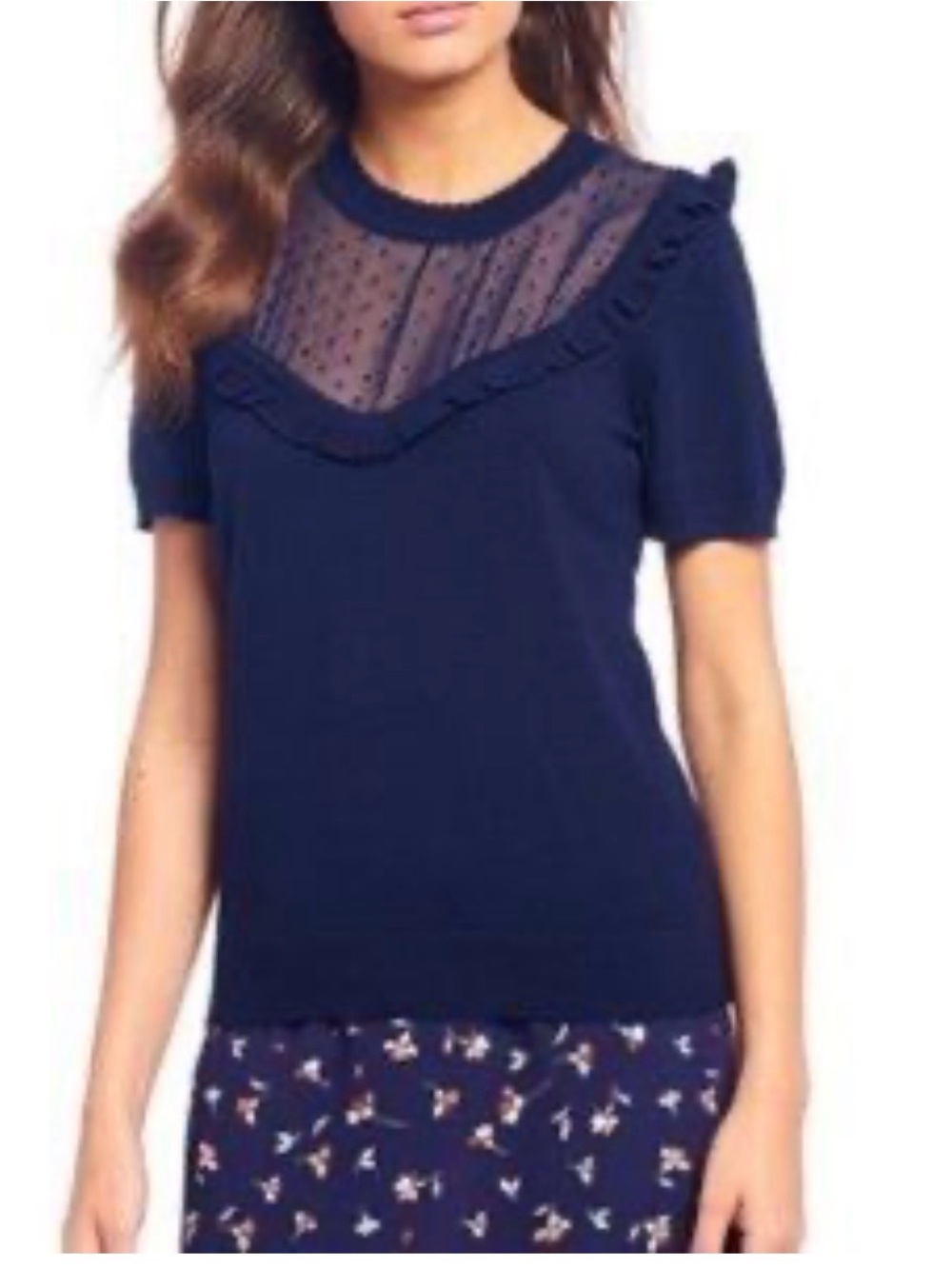 Draper James Sheer Yoke Top Sz XS